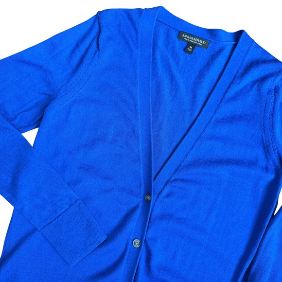 Banana Republic Sweaters - Banana Republic Womens 100% Merino Wool Longline Slouchy Cardigan Royal Blue MED